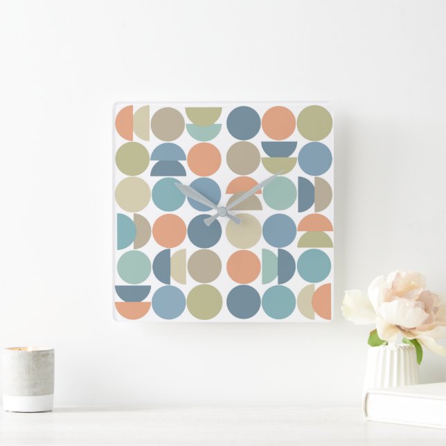 Cool Colour Geo Abstract Square Wall Clock (Home)
