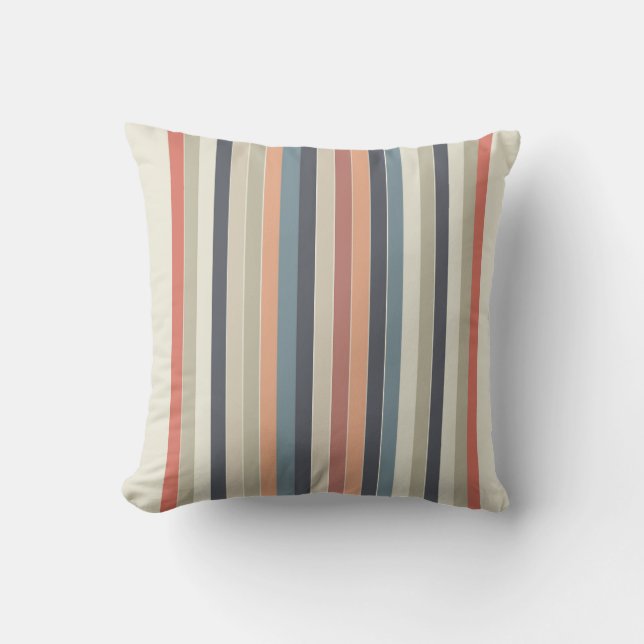Cool Colour Palette Stripes Outdoor Pillow (Front)