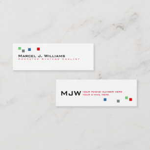 cool colour pixels modern professional white mini business card