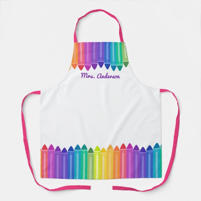 Cool Coloured Crayons Personalize Apron (Front)
