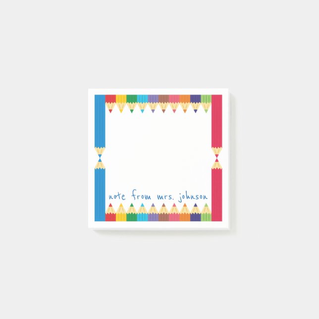 Cool Coloured Pencil Boarder Post-it Notes (Front)