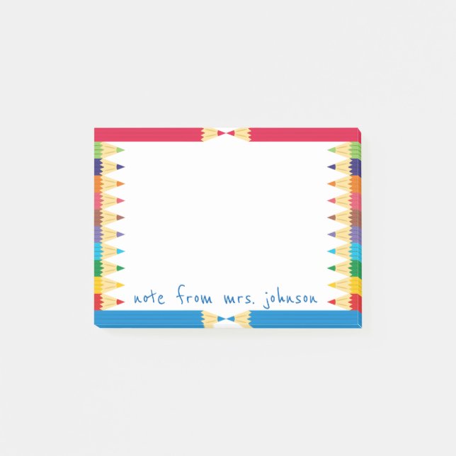 Cool Coloured Pencil Boarder Post-it Notes (Front)