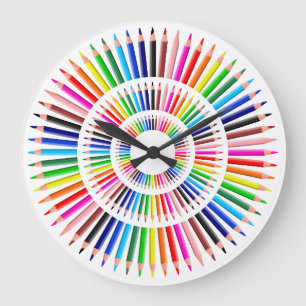 Cool Coloured Pencils Large Clock