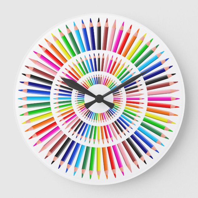 Cool Coloured Pencils Large Clock (Front)