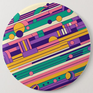 Cool, colourful 80s/90s retro designed 6 inch round button
