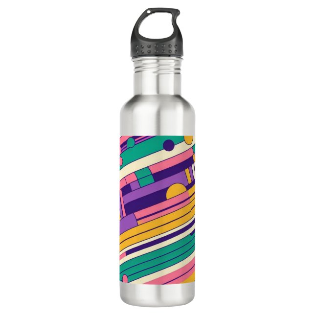 Cool, colourful 80s/90s retro designed 710 ml water bottle (Front)