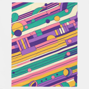 Cool, colourful 80s/90s retro designed fleece blanket