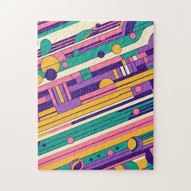 Cool, colourful 80s/90s retro designed jigsaw puzzle (Vertical)