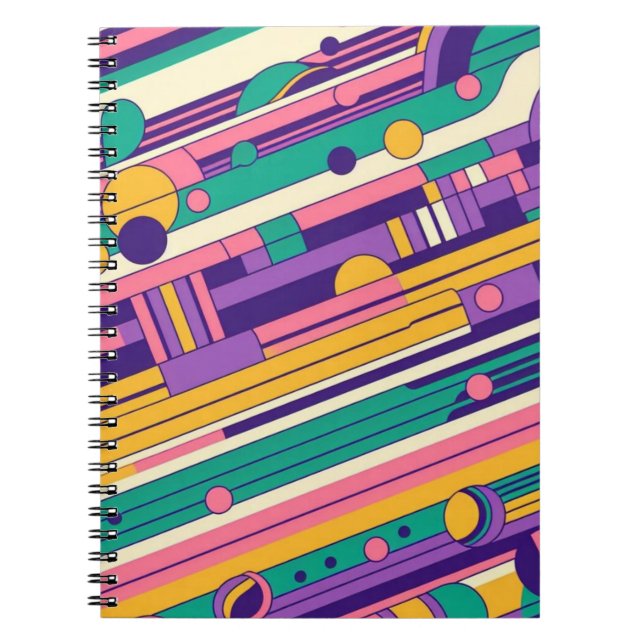 Cool, colourful 80s/90s retro designed notebook (Front)