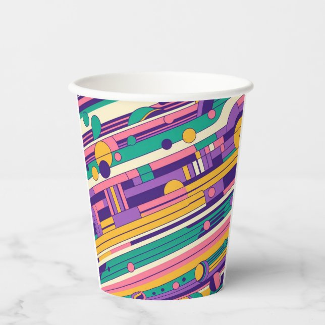 Cool, colourful 80s/90s retro designed paper cups (Front)