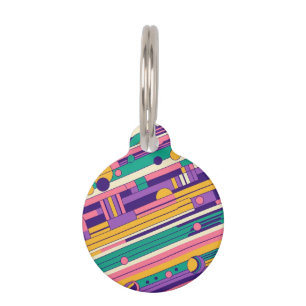Cool, colourful 80s/90s retro designed pet tag