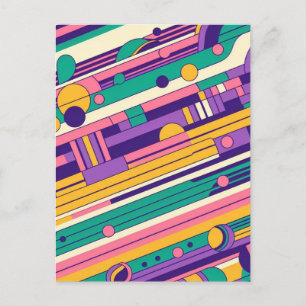Cool, colourful 80s/90s retro designed postcard