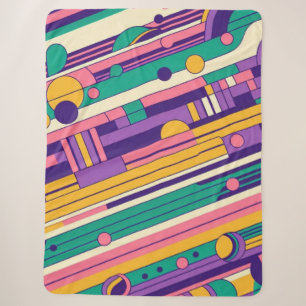 Cool, colourful 80s/90s retro designed sherpa blanket