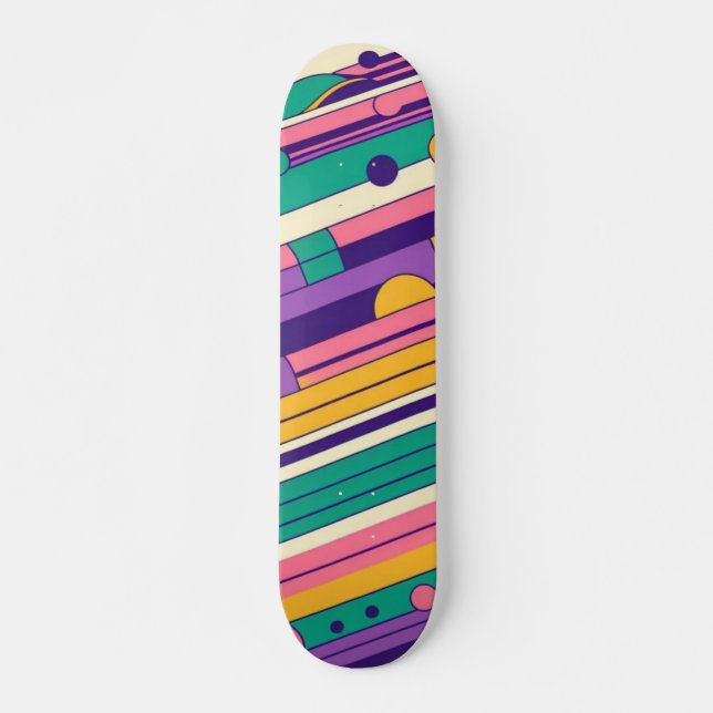 Cool, colourful 80s/90s retro designed skateboard (Front)