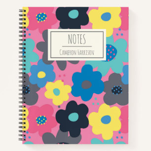 Cool Colourful Abstract 60s Hippie Floral Pattern Notebook
