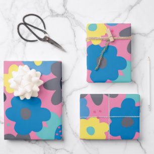 Cool Colourful Abstract 60s Hippie Floral Pattern  Wrapping Paper Sheet