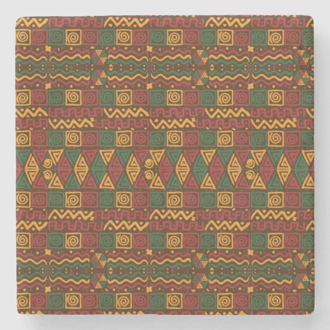 Cool & Colourful African Style Art Drawing Stone Coaster (Front)