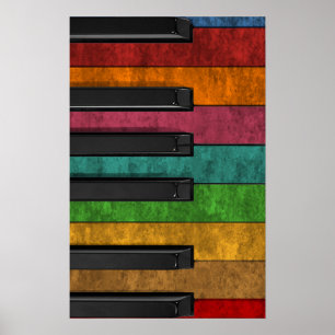 Cool colourful antique grunge effect piano poster