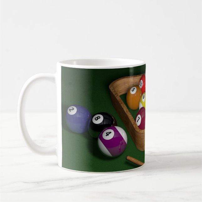 Cool & Colourful Billiards Table, Balls, Rack, Pla Coffee Mug (Left)