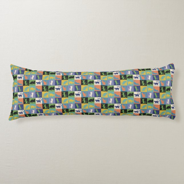 Cool Colourful Cats in Quilt Squares Body Pillow (Front)