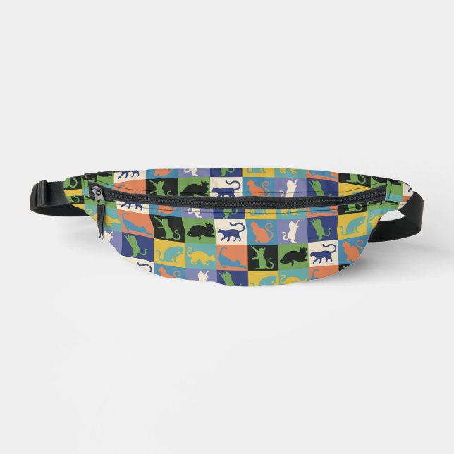 Cool Colourful Cats in Quilt Squares Fanny Pack (Front)