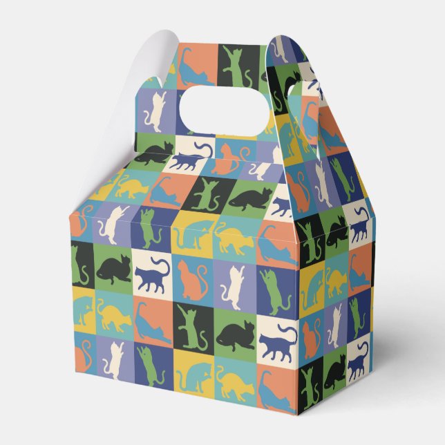 Cool Colourful Cats in Quilt Squares Favor Box (Front Side)