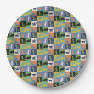 Cool Colourful Cats in Quilt Squares Paper Plate