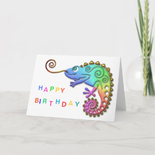 Cool Colourful Chameleon Birthday Card