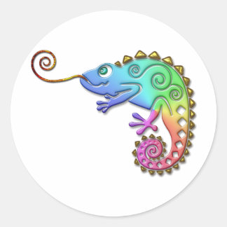 Cool Colourful Chameleon Classic Round Sticker