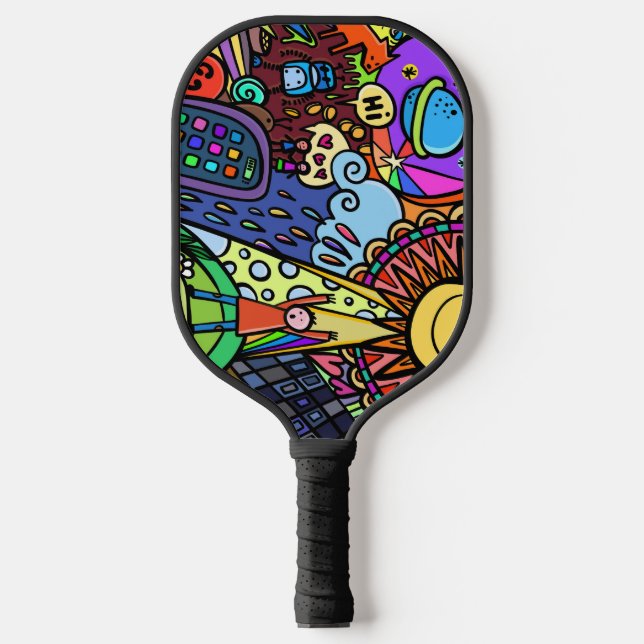 Cool & Colourful Comic Graffiti Pickleball Paddle (Front)