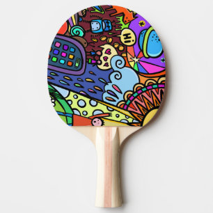 Cool & Colourful Comic Graffiti Ping Pong Paddle