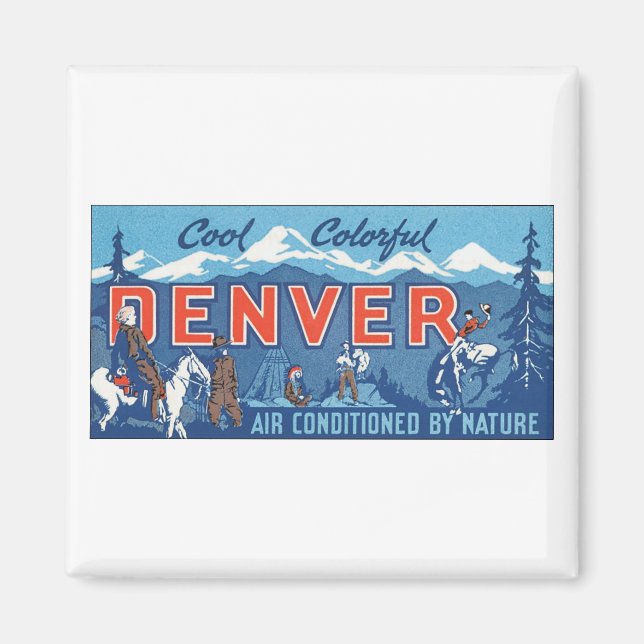 Cool Colourful Denver Travel Poster Magnet (Front)