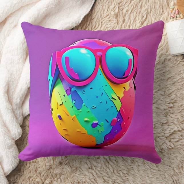 Cool Colourful Egg Throw Pillow (Blanket)