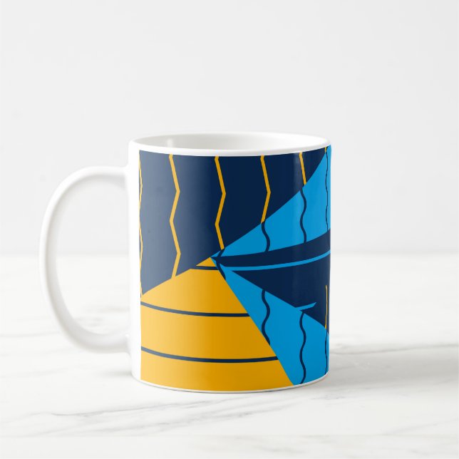 Cool Colourful Geometric Shapes and Lines Coffee Mug (Left)