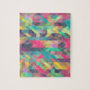 Cool colourful geometric triangles pattern jigsaw puzzle