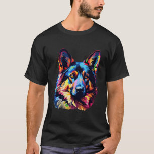 Cool Colourful German Shepherd Portrait Graphic T-Shirt