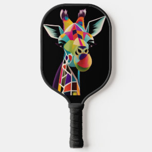 Cool Colourful Giraffe Face Abstract Pickleball Paddle