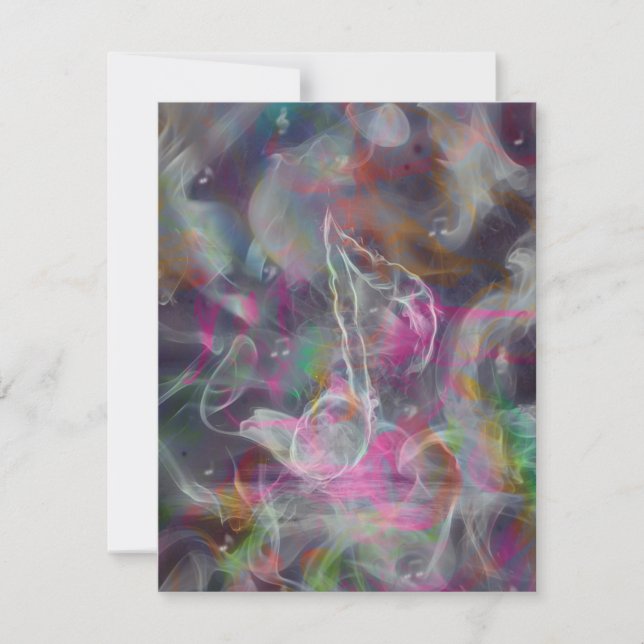 Cool colourful glow smoke effects white music note (Front)