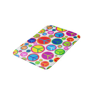 Cool Colourful Groovy Peace Symbols Bath Mat
