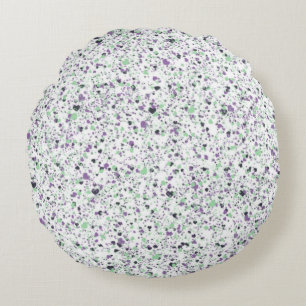 Cool, Colourful Hearts Splatter Paint, Speckled Round Pillow