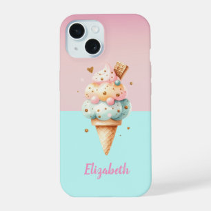 Cool Colourful Ice Cream Cones Love iPhone 15 Case