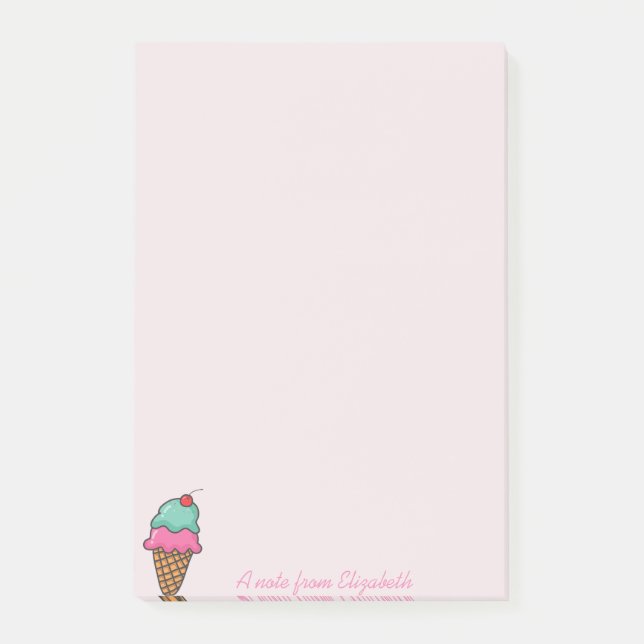 Cool Colourful Ice Cream Cones  - Personalized Post-it Notes (Front)