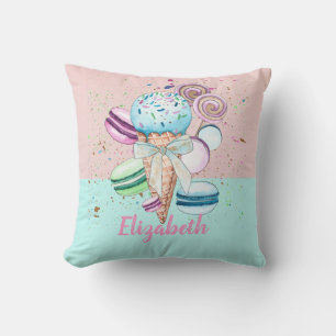 Cool Colourful Ice Cream Macaroons   Throw Pillow