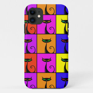 Cool Colourful Kitty Cat Pop Art iPhone 11 Case