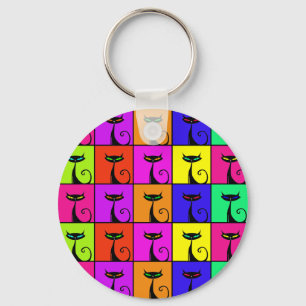 Cool Colourful Kitty Cat Pop Art Keychain