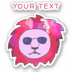 Cool Colourful Lion Head Sunglasses Text