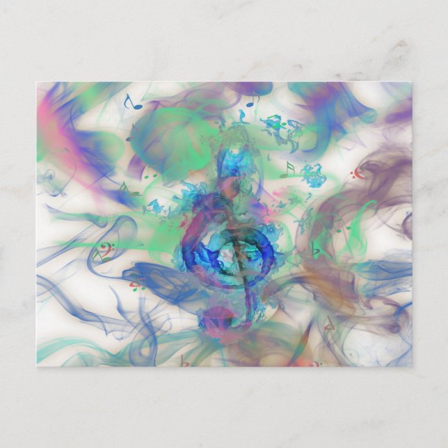 Cool colourful music notes smoke effects image postcard (Front)