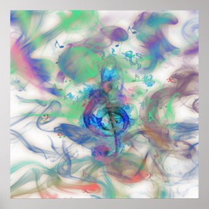Cool colourful music notes smoke effects image poster