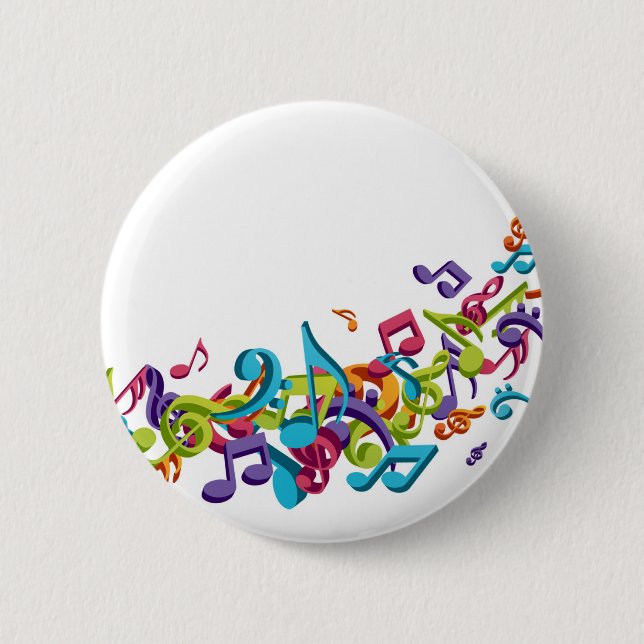 cool colourful music notes & sounds 2 inch round button (Front)