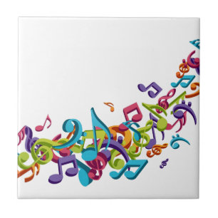 cool colourful music notes & sounds art image tile